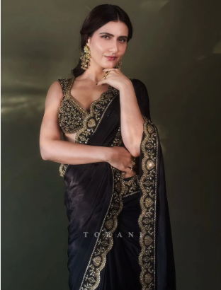 Fatima Sana Shaikh In A Black Saree From Torani Is Pure Classic Glamour