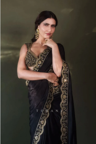 Fatima Sana Shaikh In A Black Saree From Torani Is Pure Classic Glamour